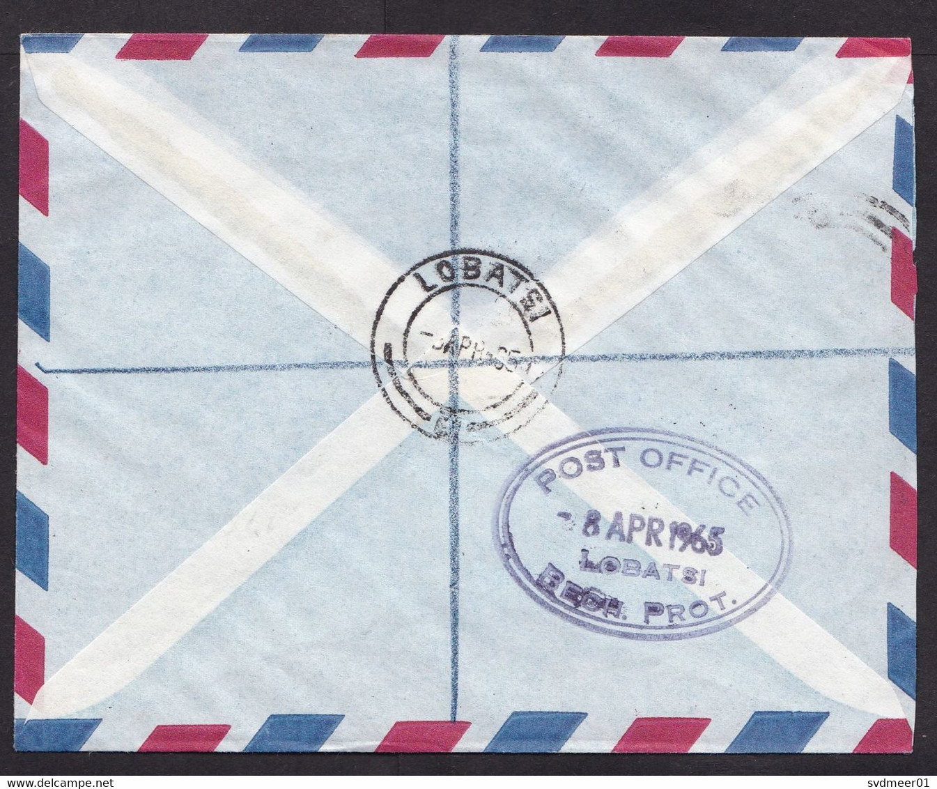 Bechuanaland: Registered Cover To Germany, 1965, 1 Stamp, Dam, Queen Elizabeth, R-label Lobatsi, Rare (traces Of Use) - 1965-1966 Self Government