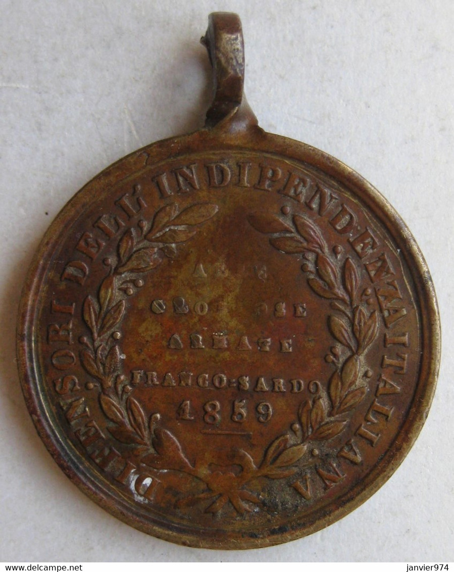 Medaglia Bronzo Alleanza Franco Sarda 1859 Napoleone III E Vittorio Emanuele II - Royal/Of Nobility