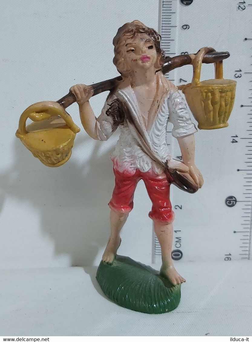 11534 Pastorello Presepe - Statuina In Plastica - Uomo Con Secchi - Christmas Cribs