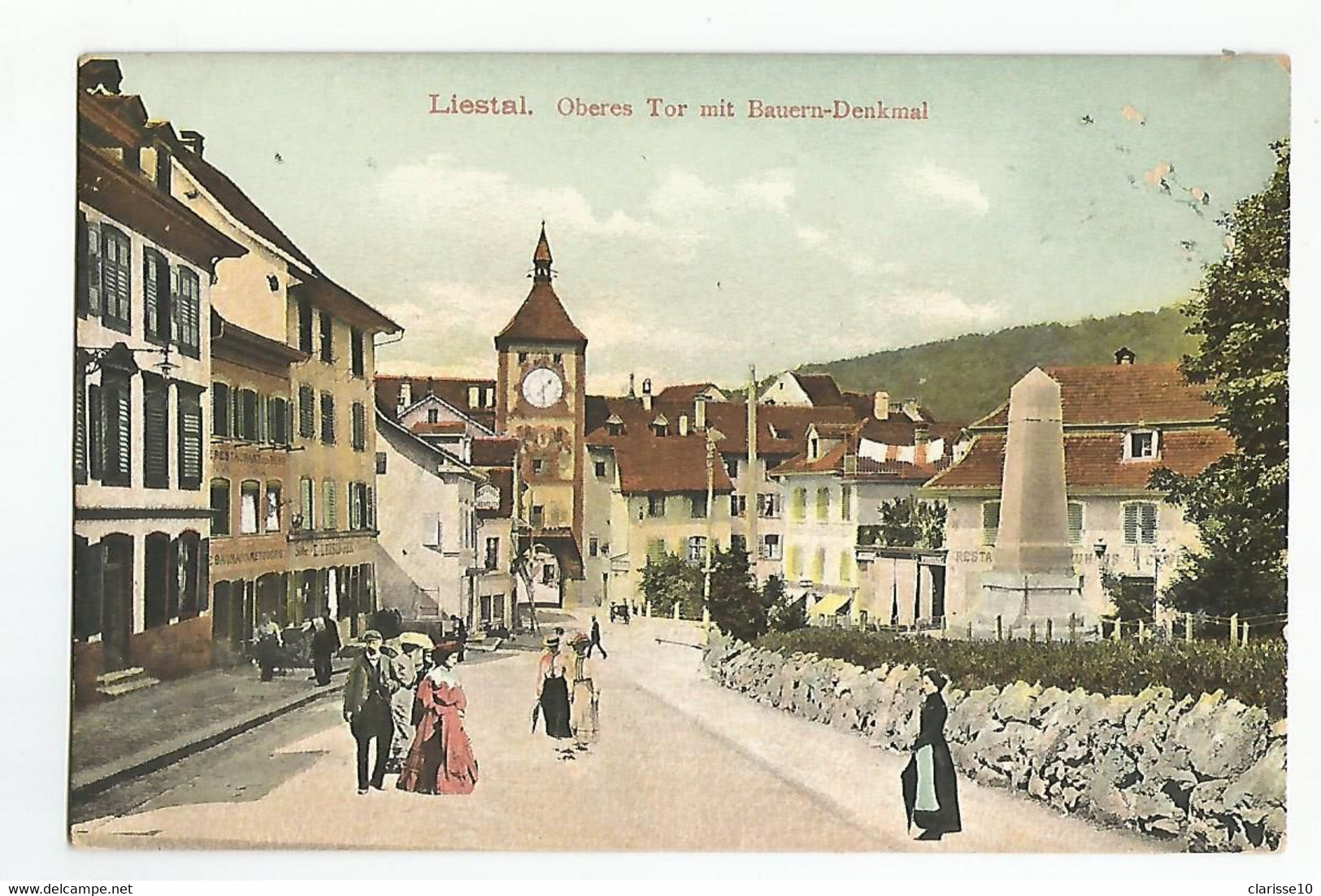 Suisse Liestal Oberes Tor Mit Bauern Denkmal Animée - Liestal