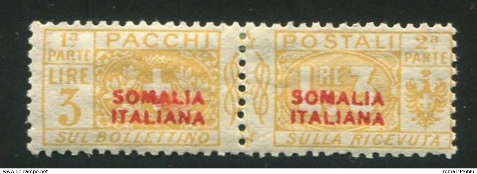 SOMALIA 1926 PACCHI POSTALI 3 K. SASSONE N.37  ** MNH - Somalië