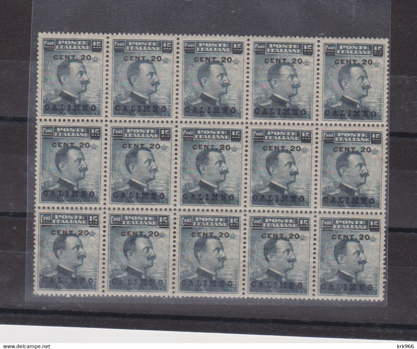 ITALY GREECE CALIMNO  20/15 C Bloc Of 15 MNH - Aegean (Calino)