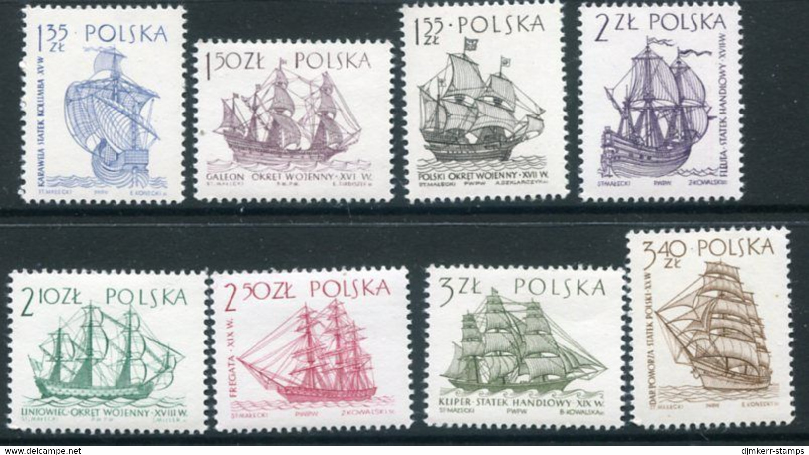 POLAND 1964 Sailing Ships II MNH / **.  Michel 1465-72 - Unused Stamps