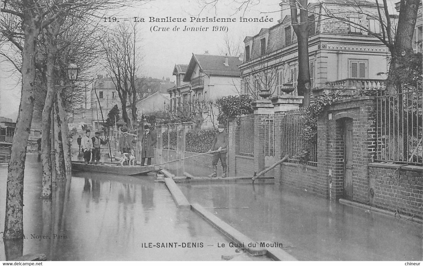 LA BANLIEUE PARISIENNE INONDEE 1910 ILE SAINT DENIS LE QUAI DU MOULIN - L'Ile Saint Denis