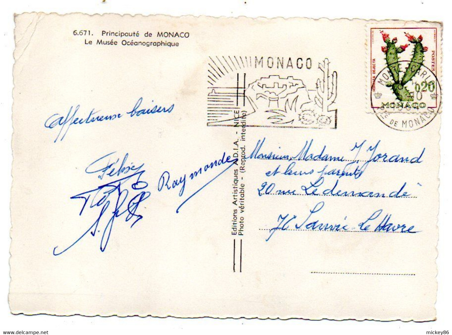 MONACO-- 1964--Le Musée Océanographique ( Voitures) ...timbre ....cachet.........à Saisir - Ozeanographisches Museum