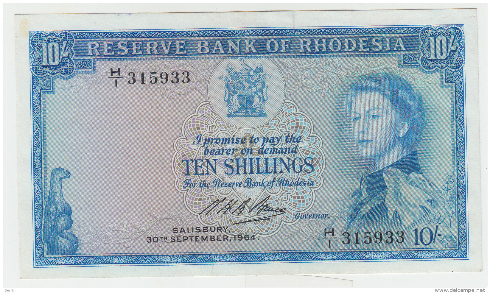 RHODESIA 10 Shillings 1964 XF+ Pick 24a - Rhodésie