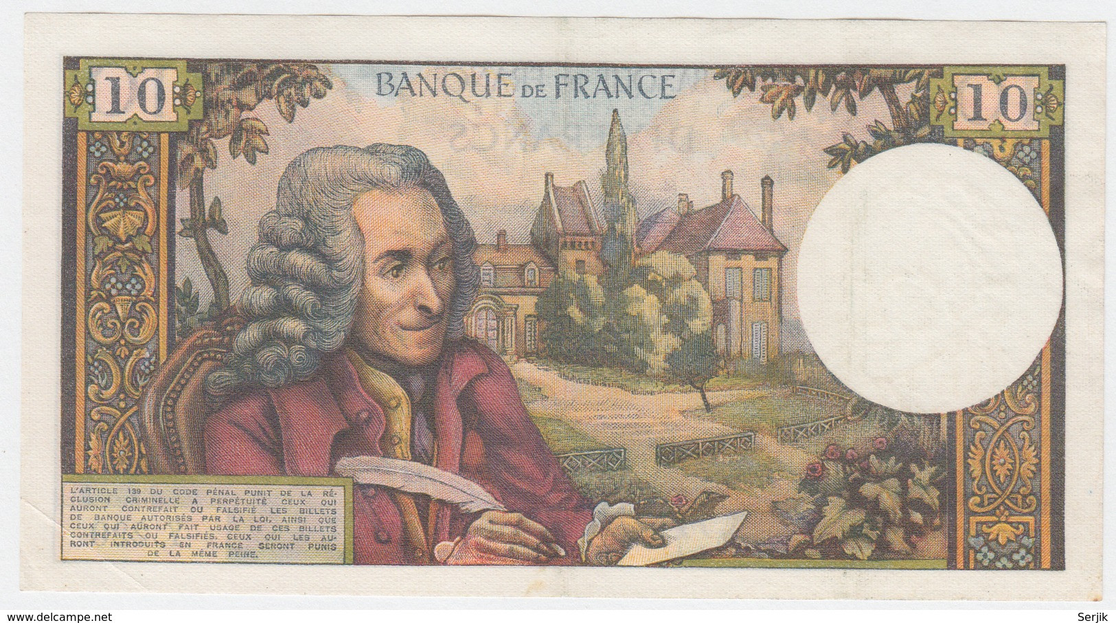 France 10 Francs 1966 VF++ Pick 147b 147 B - 10 F 1963-1973 ''Voltaire''