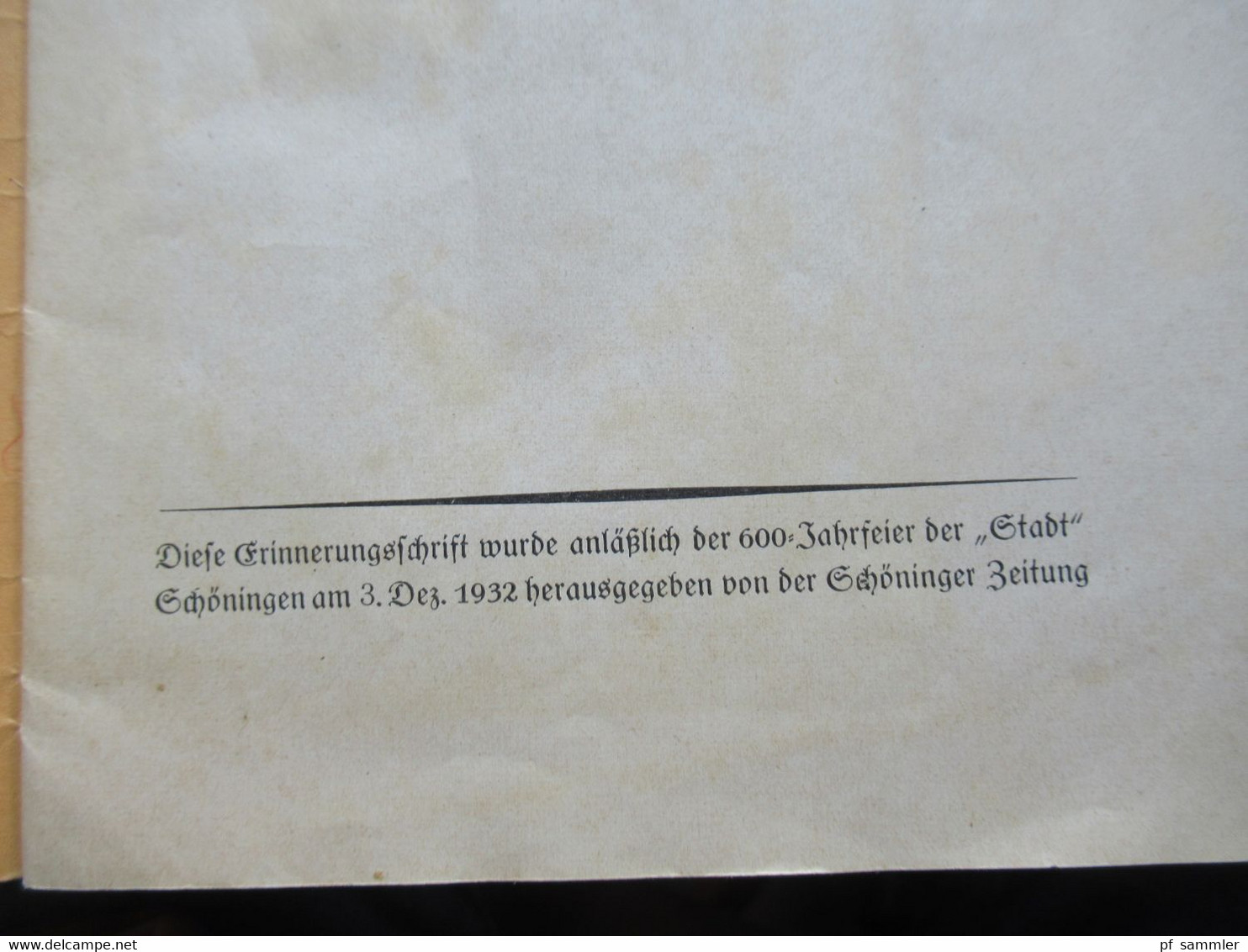 DR 1932 Erinnerungsschrift / Kleines Heft 600 Jahre Stadt Schöningen (Kreis Helmstedt) Herausgeber Schöninger Zeitung - Nedersaksen