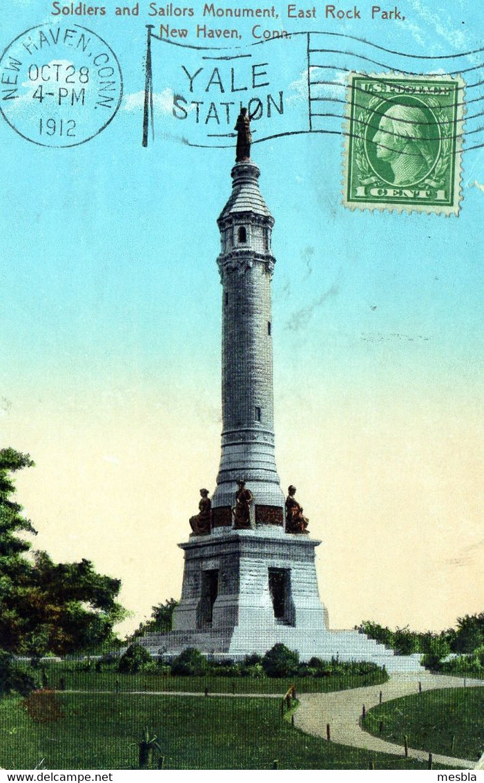 CPA -  NEW  HAVEN - CONN -  Soldiers And Sailors Monument,  East Rock Park - 1912 - New Haven