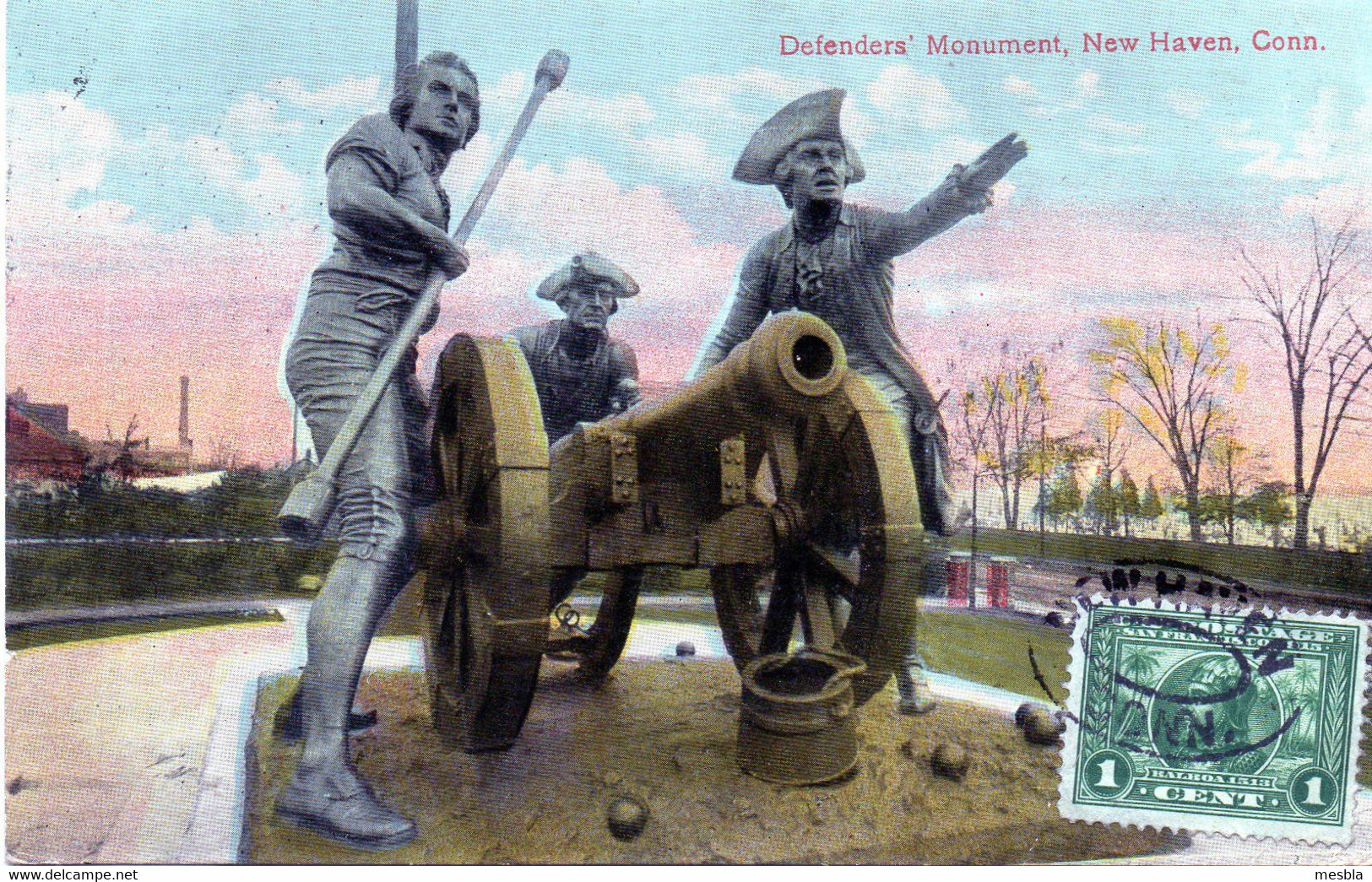 CPA -  NEW  HAVEN - CONN -  Defenders '   Monument - New Haven