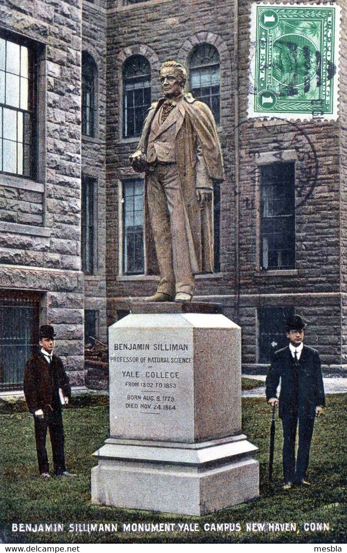 CPA -  NEW  HAVEN - CONN -  Benjamin  Sillimann Monument, Yale  Campus - 1913 - New Haven