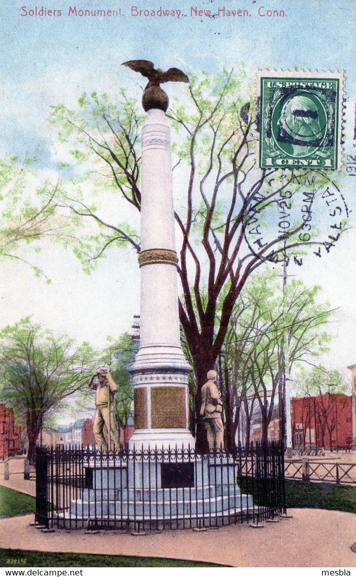 CPA -  NEW  HAVEN - CONN -  Soldiers Monument, Broadway - New Haven