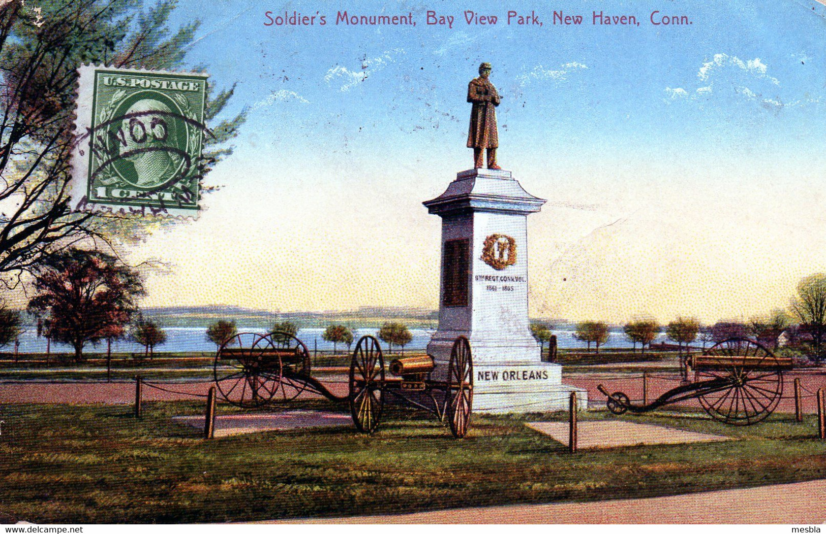 CPA -  NEW  HAVEN - CONN -  Soldier's Monument,  Bay  View Park - 1913 - New Haven