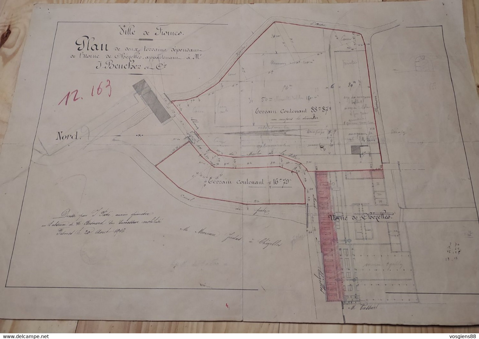 Plan D'usine De Chézelles à Fismes J;Beucher 1916 - Autres Plans