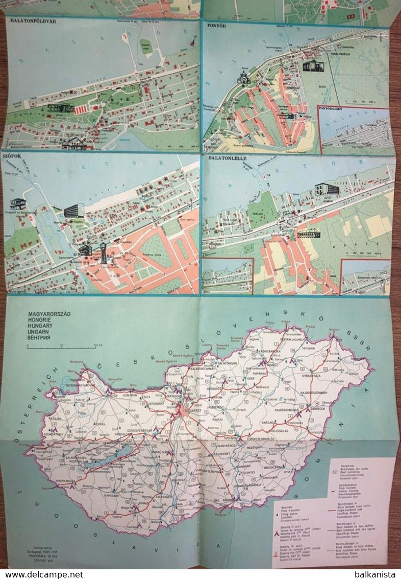 Hungary Camping Touristic Brochure Map 33x98 Cm 1965 - Cartes Géographiques