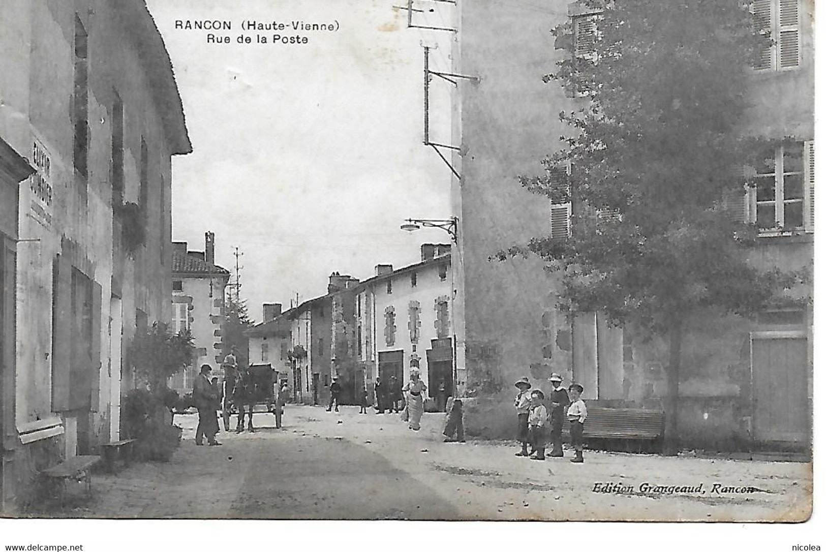 87 - Haute Vienne - Rançon - Rue De La Poste - éd. Grangeaud Rançon - ANIMATION - Tabac Chapellerie - Commerce Grangeaud - Rilhac Rancon