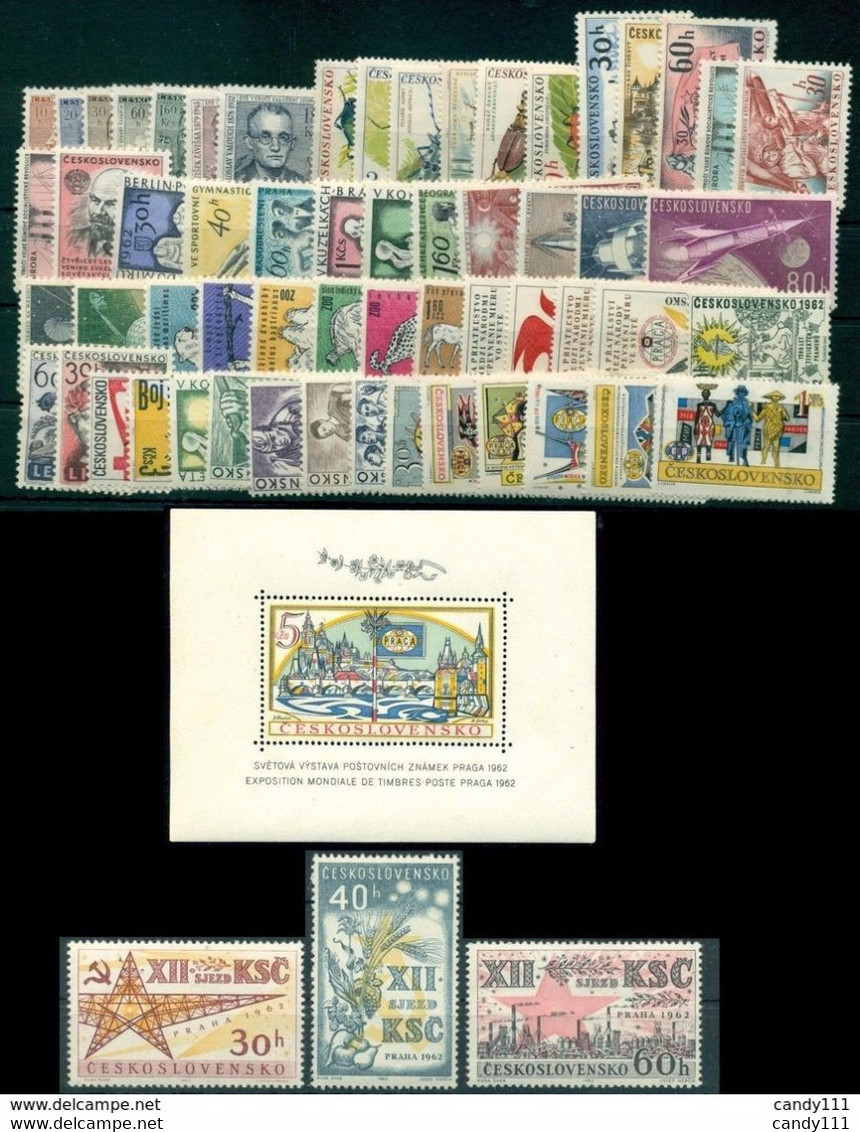 1962 Czechoslovakia Complete MNH Year Set=61 St + 1s/s - Komplette Jahrgänge