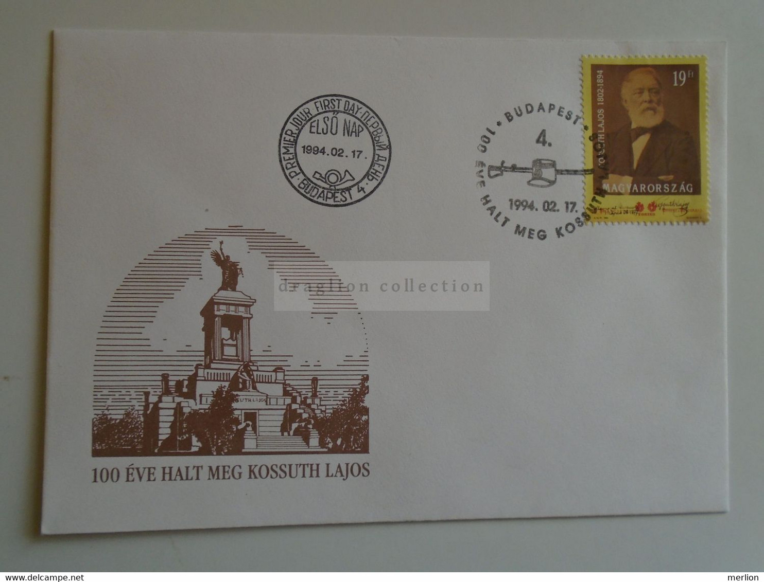 D184767    Hungary  - FDC  Cover -  1994  - The 100th Anniversary Of The Death Of Lajos Kossuth, 1802-1894 - Lettres & Documents