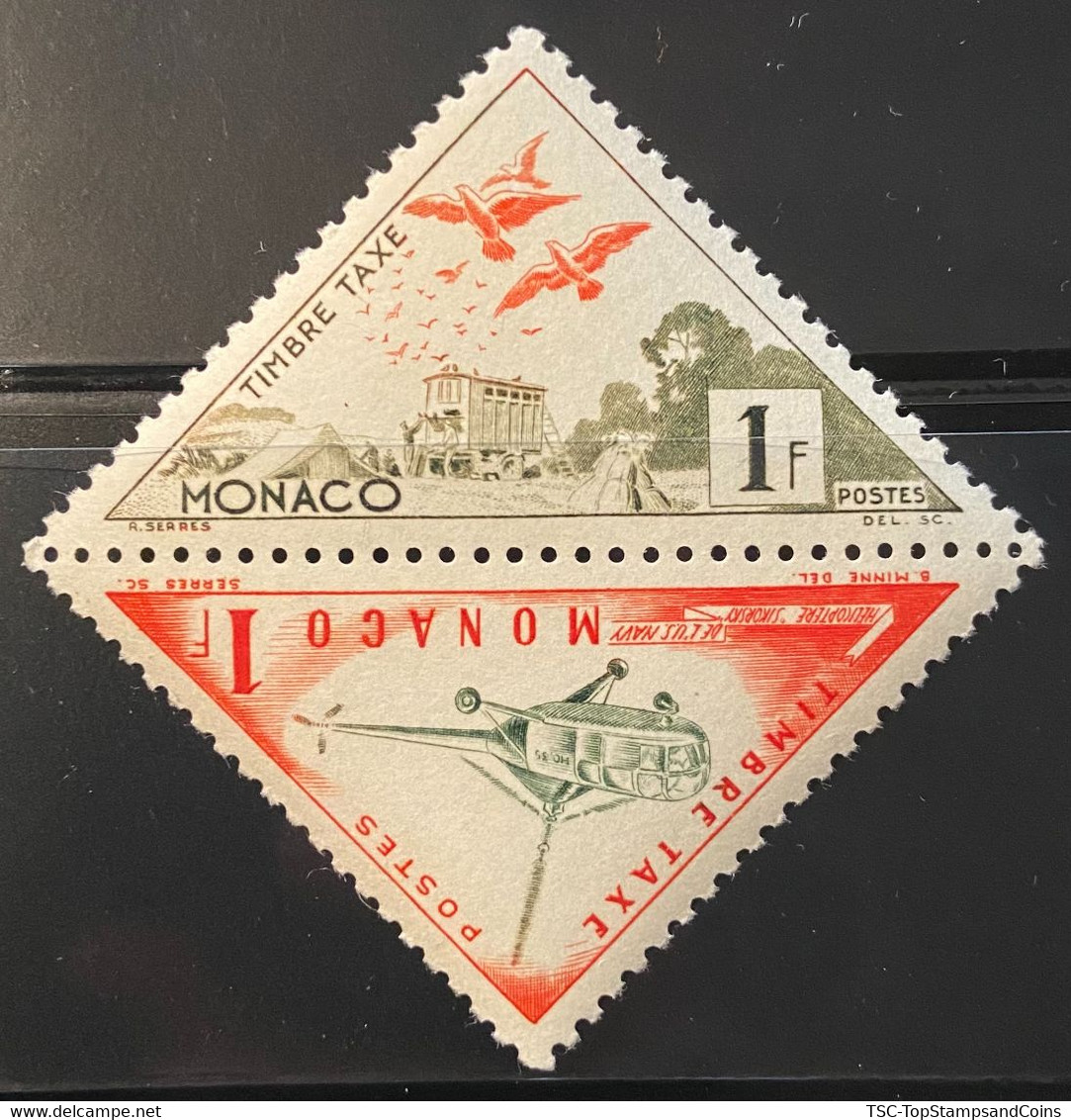 MCOT039A-39BMNH - Tax Stamps - Means Of Transport - 2 X 1 F - Monaco - 1954 - Fiscale Zegels