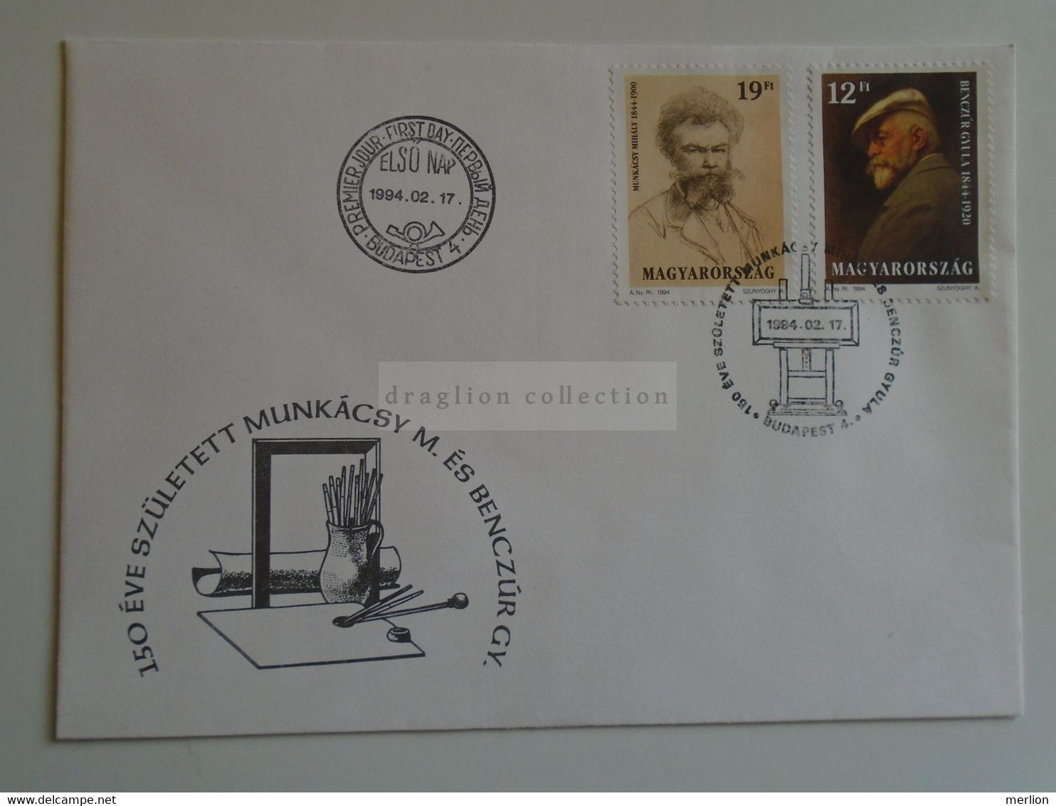 D184771   Hungary  - FDC  Cover -  1994 -  Munkácsy  -  Benczúr  Stamps - Brieven En Documenten