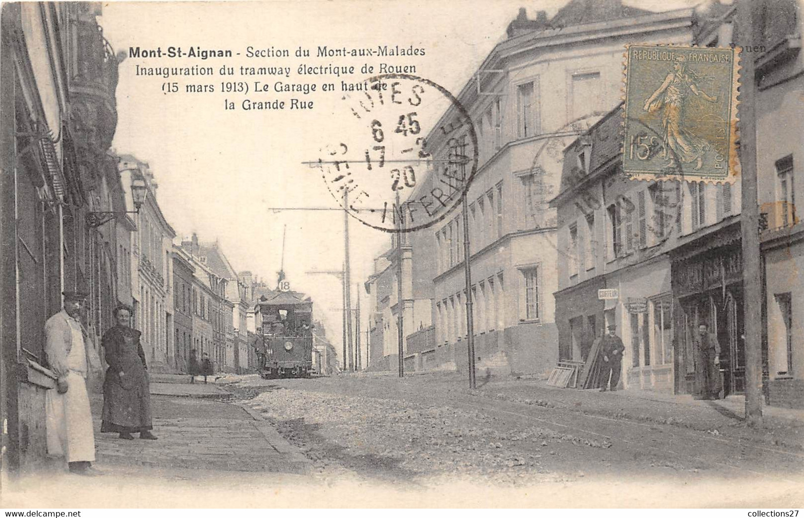 76-MONT-SAINT-AIGNAN- SECTION DU MONT-AUX-MALADES INAUGURATION ELECTRIQUE DE ROUEN 15 MARS 1913 LE GARAGE EN HAUT... - Mont Saint Aignan