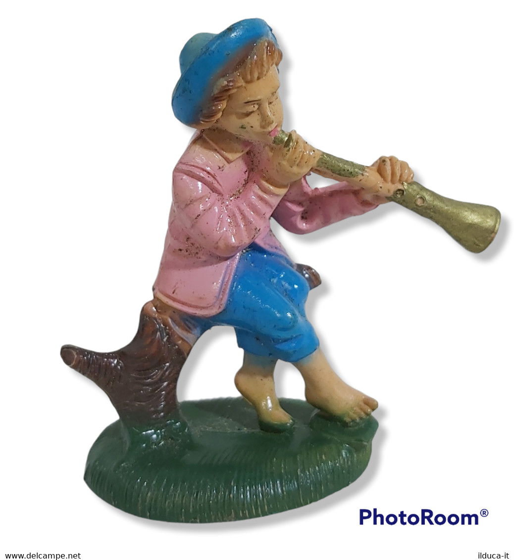 95302 Pastorello Presepe - Statuina In Plastica - Musicante Seduto Sul Ramo - Christmas Cribs