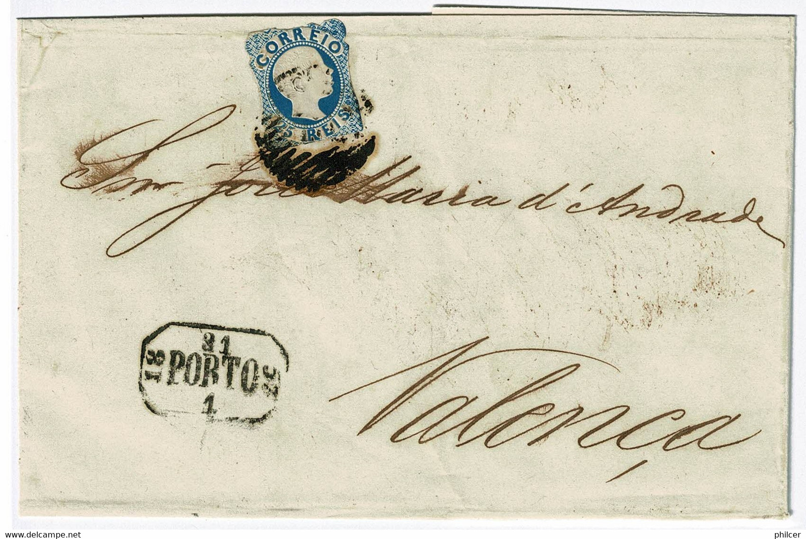 Portugal, 1857, # 12, Porto- Valença - Storia Postale