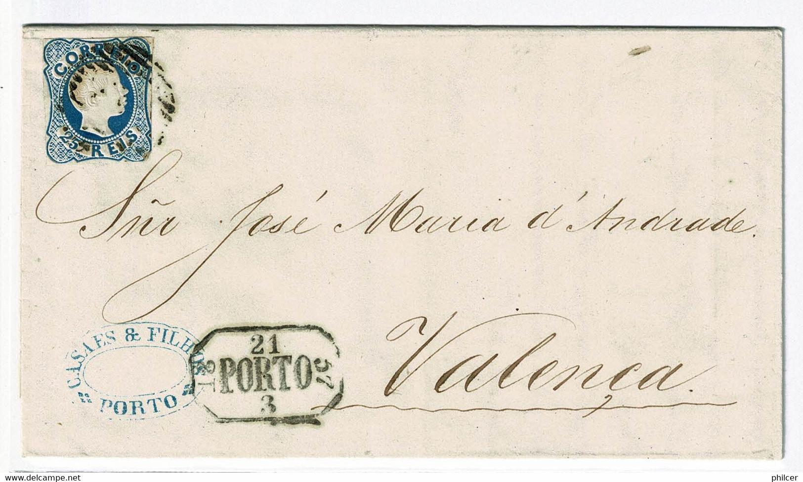 Portugal, 1857, # 12, Porto- Valença - Brieven En Documenten