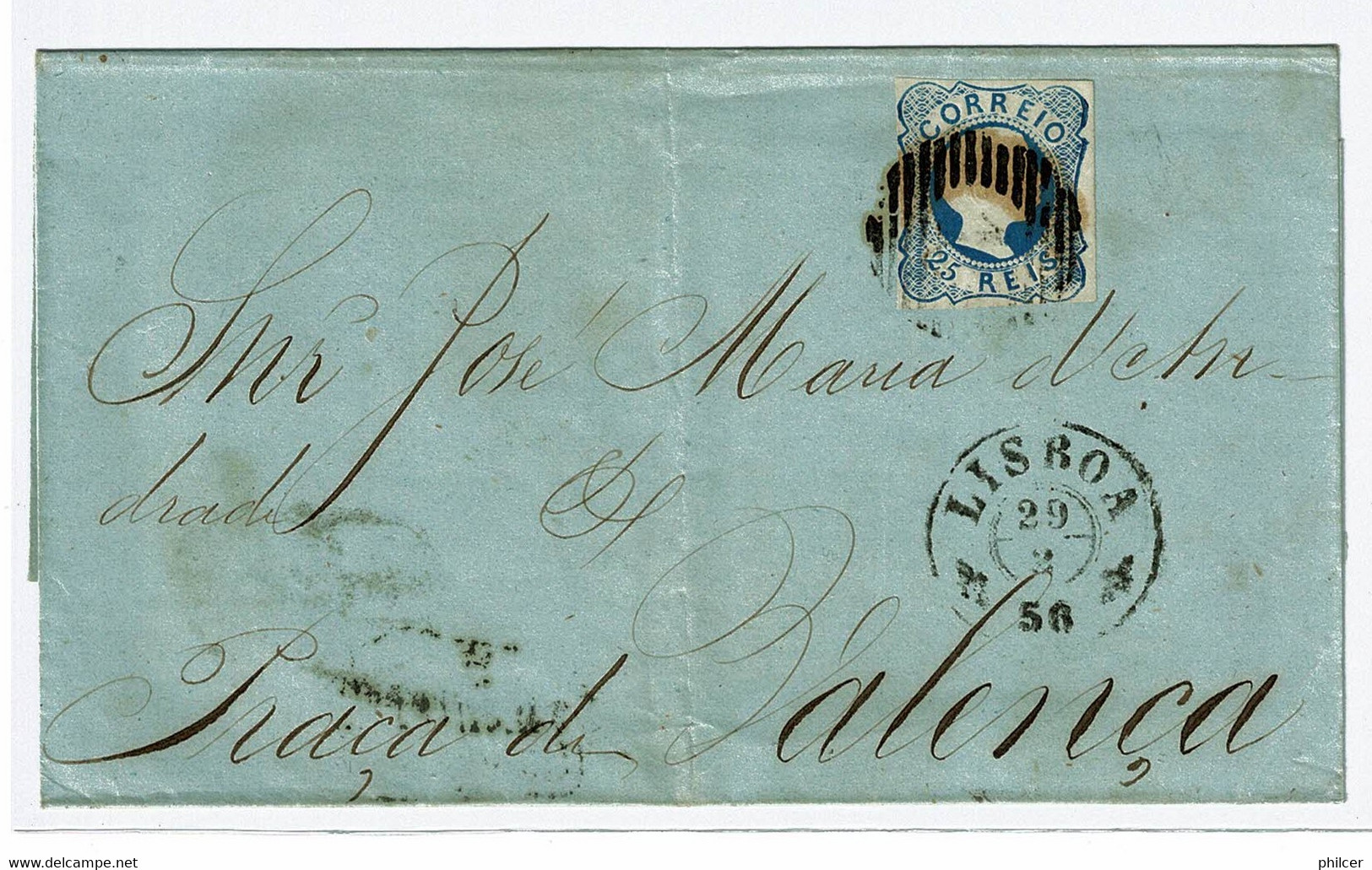 Portugal, 1856, # 7, Lisboa-Valença - Lettres & Documents