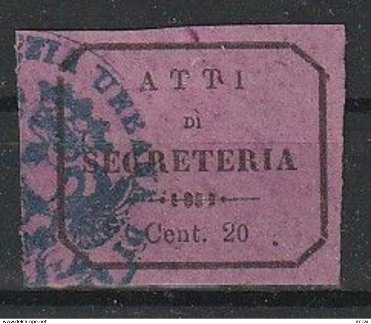 Alessandria. 1873. Marca Municipale Atti Di Segreteria C. 20. 29 X 26 Mm, Valore Espresso In C. Non Nome Città. I TIPO - Non Classés