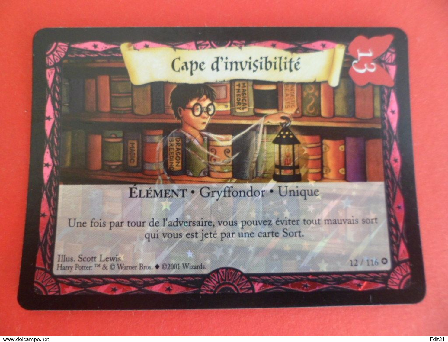 Harry Potter Trading Card Game 12/116 - 2001  - Ill. Scott Lewis - Cape D'invisibilité Hologramme Wizards - Harry Potter