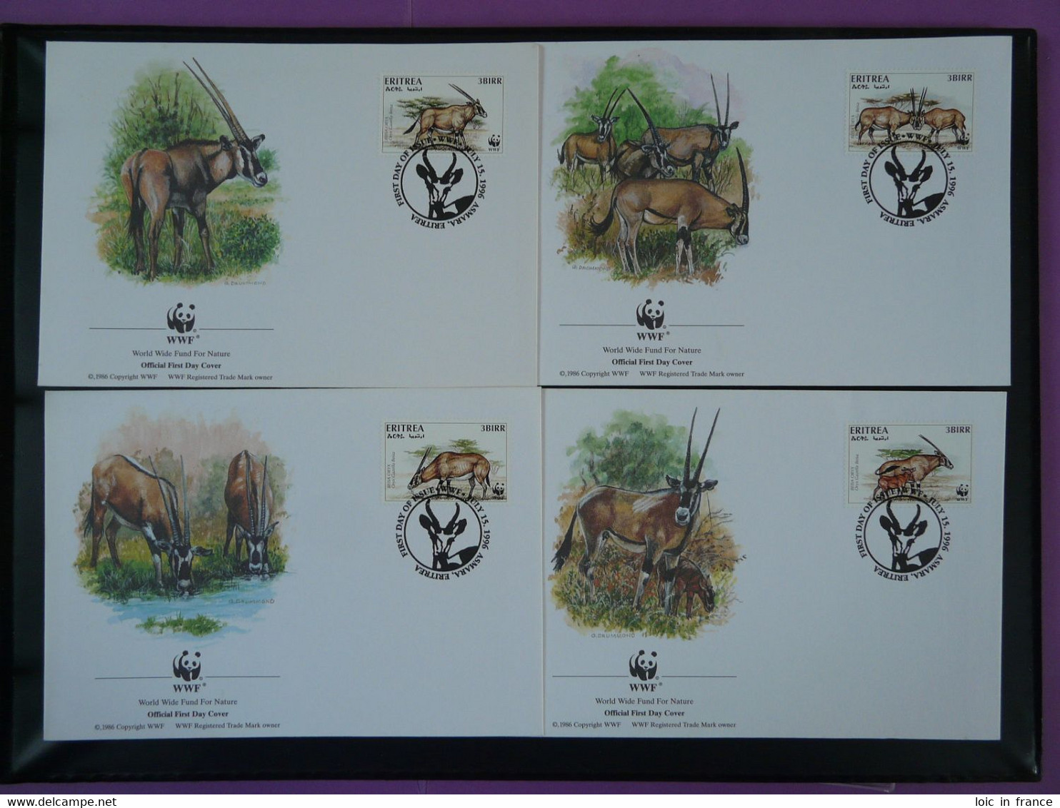 FDC (x4) Oryx WWF 1996 Erythrée Ref 101175 - Eritrea