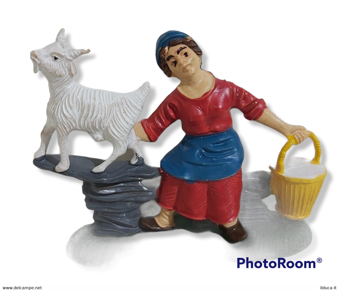 84769 Pastorello Presepe - Statuina In Plastica - Donna Con Agnello - Weihnachtskrippen