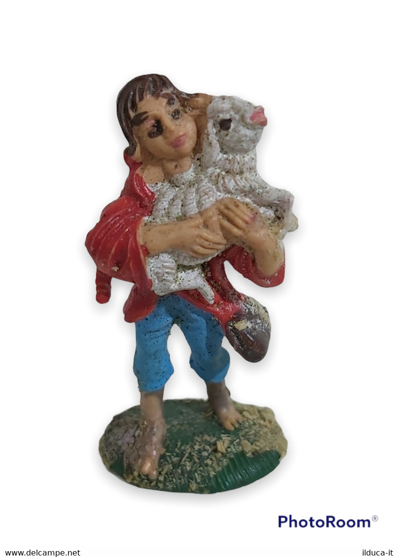 12995 Pastorello Presepe - Statuina In Plastica - Pastore Con Agnello - Nacimientos - Pesebres