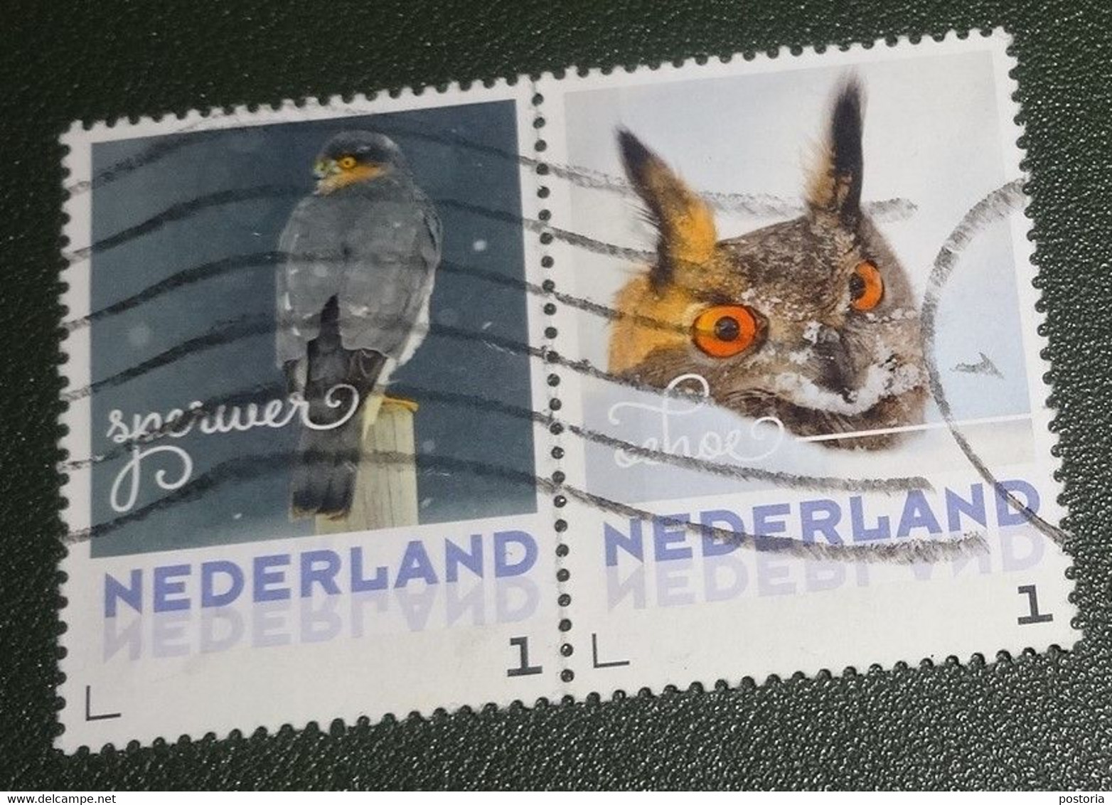 Nederland - NVPH - 3013 - Vogels - 2017 - Persoonlijk Gebruikt - Cancelled - Vogels - Paar - Sperwer - Oehoe - Persoonlijke Postzegels