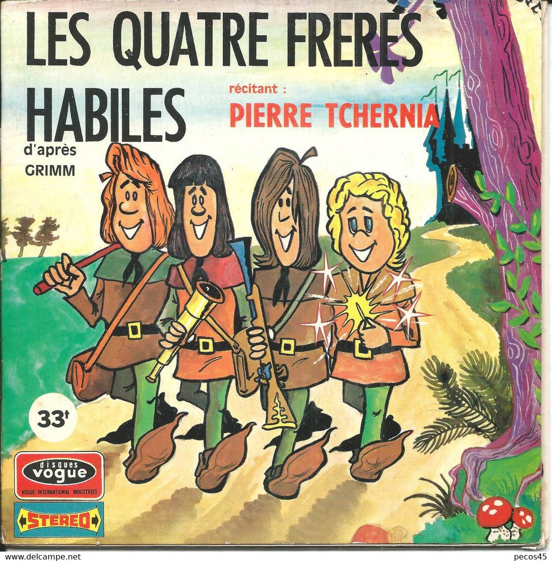 Livret + Vinyle Mini-33 T : "Les 4 Frères Habiles" D'après GRIMM, Avec Pierre TCHERNIA. - Children