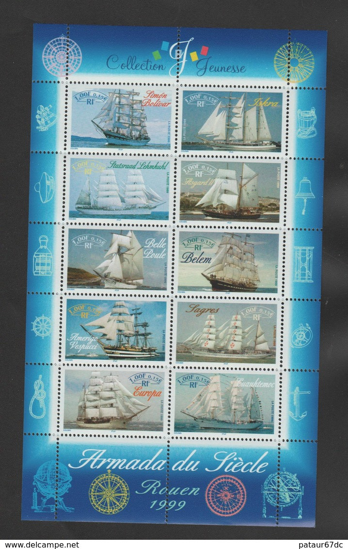 FRANCE / 1999 / Y&T N° 3269/3278 En Bloc ** Ou BF N° 25 ** (Feuillet "Voiliers") X 1 - Mint/Hinged