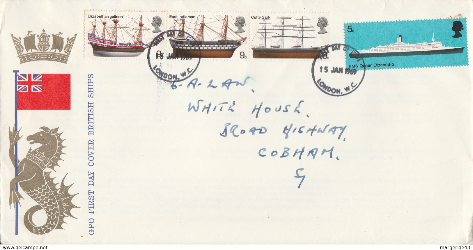 GB LETTRE FDC BATEAUX CELEBRES 1969 - 1952-1971 Dezimalausgaben (Vorläufer)