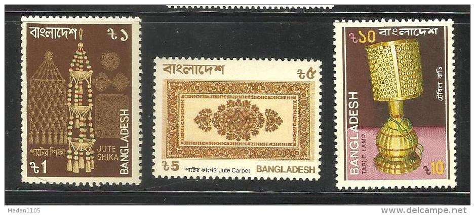 BANGLADESH, 1987, Indigenous Art, Export Products, Jute, Carpet, Cane, Complete Set 3 V,  MNH, (**) - Bangladesh