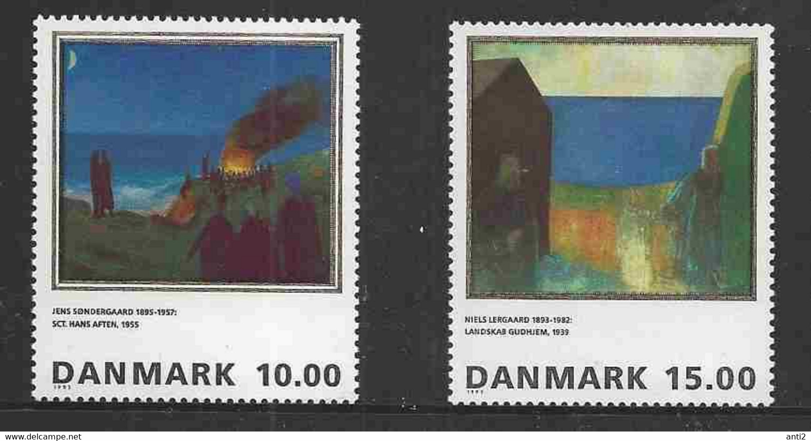 Denmark 1995  Paintings Of Jens Søndergaard And Niels Nergaard Mi 1108-1109  MNH(**) - Ongebruikt