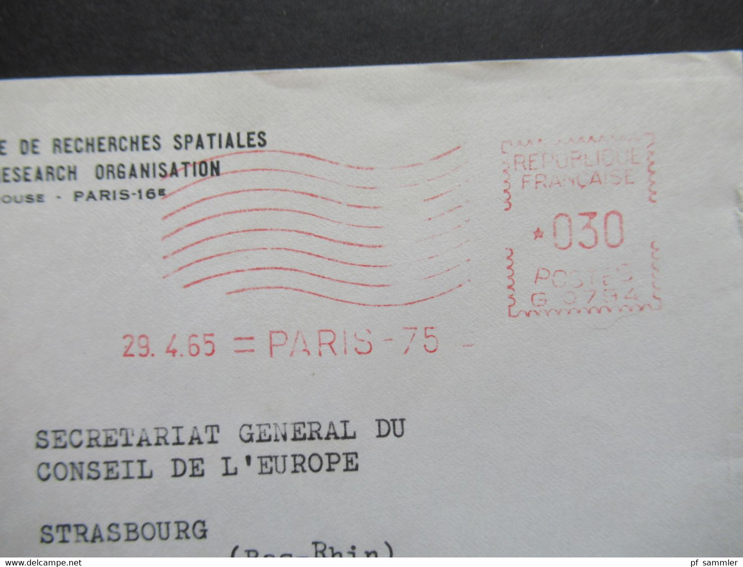 Frankreich 1965 AFS Freistempel Belege European Space Research Organisation 1x Nach Wien Int. Atmic Energy Agency Vienna - Brieven En Documenten