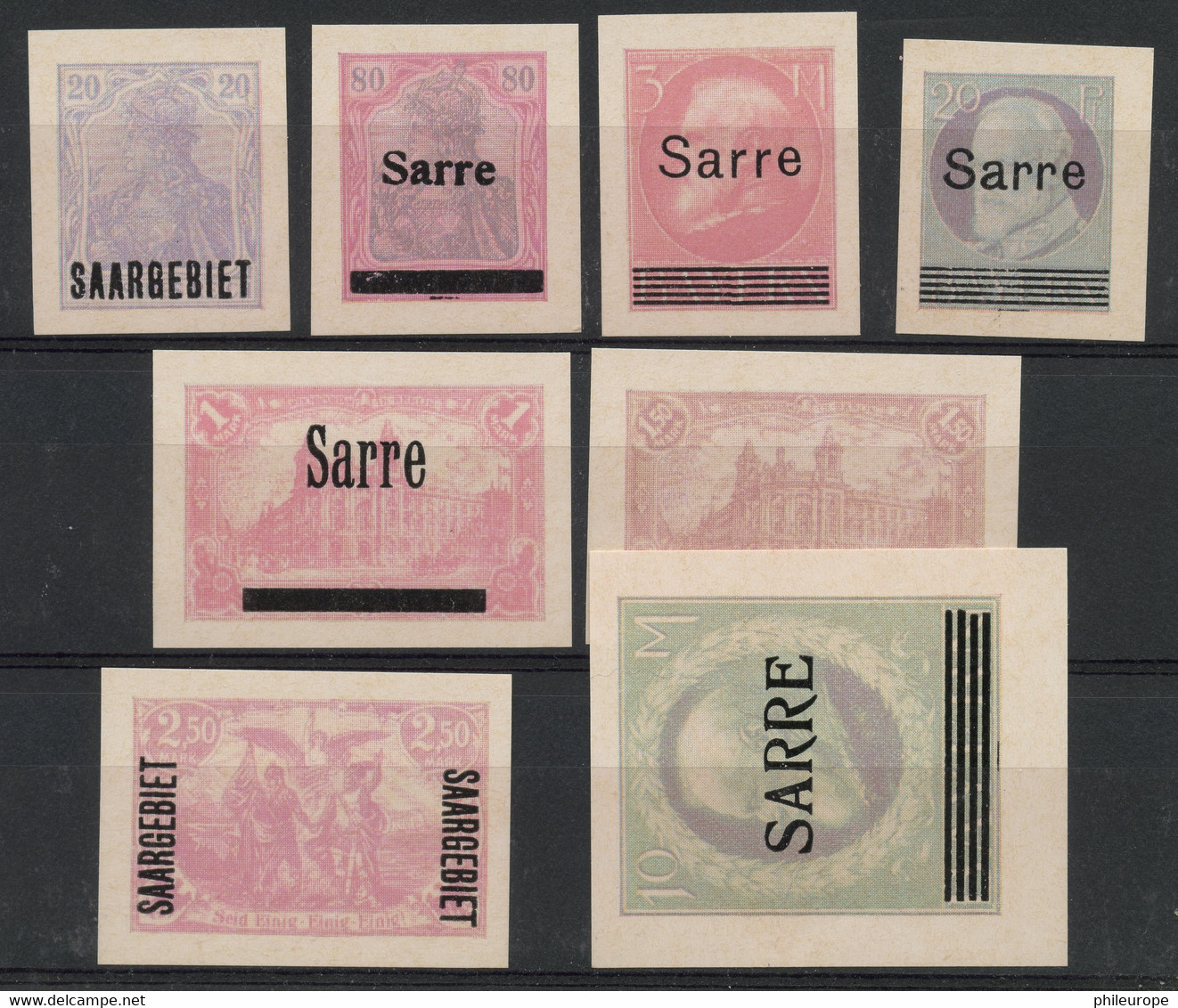 Sarre Serie De 1920 Surcharge Tirage D'expo Non Dentele  , Papier Glace - Sonstige & Ohne Zuordnung