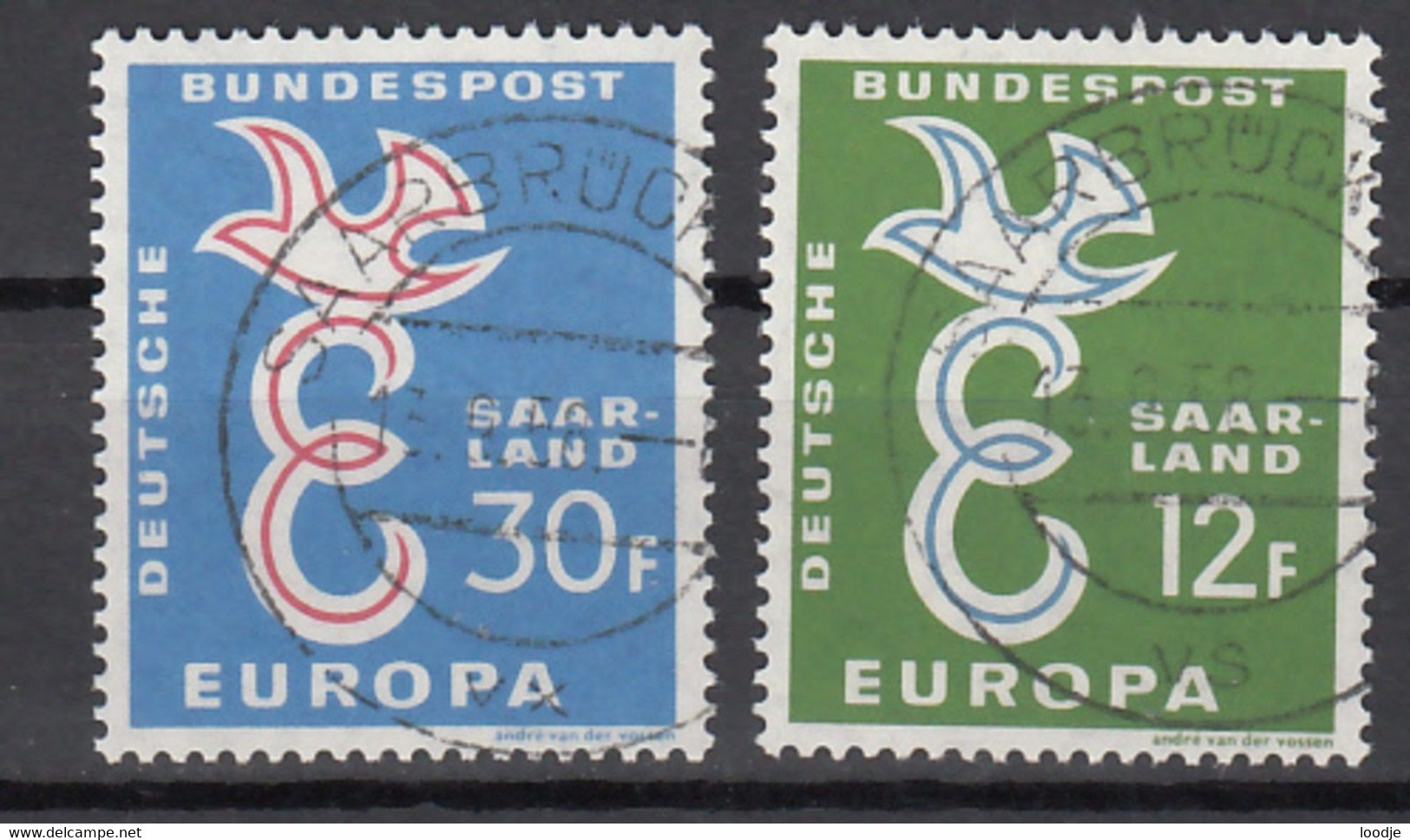 Saarland Europa Cept 1958 Gestempeld - Sonstige & Ohne Zuordnung