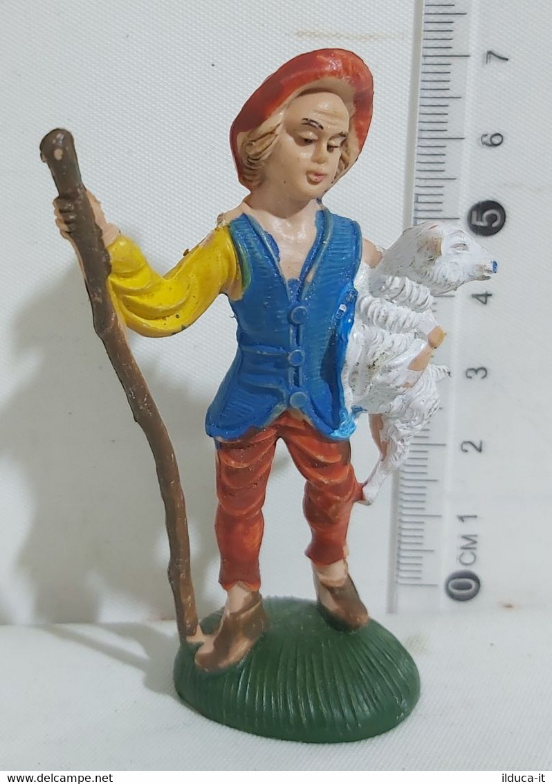 74294 Pastorello Presepe - Statuina In Plastica - Pastore Con Pecora - Presepi