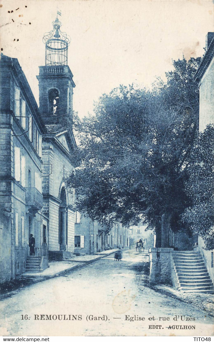 France (30 Gard) - Remoulins - Eglise Et Rue D'Uzès - Remoulins