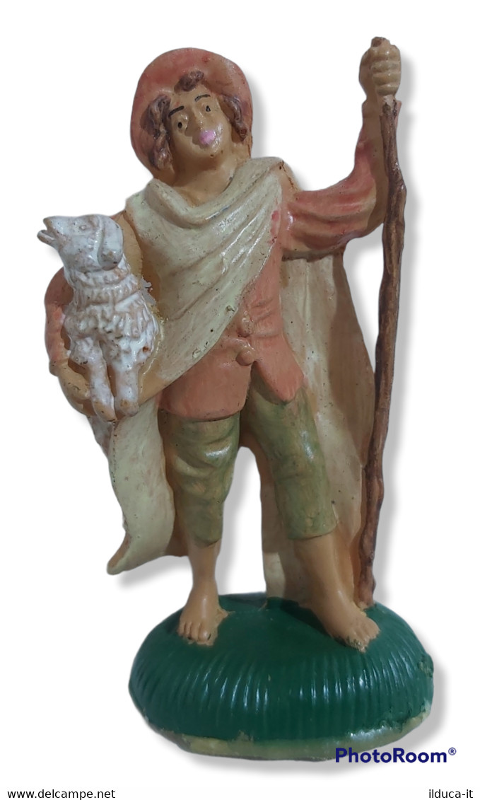 30483 Pastorello Presepe - Statuina In Plastica - Pastore Con Pecora - Weihnachtskrippen