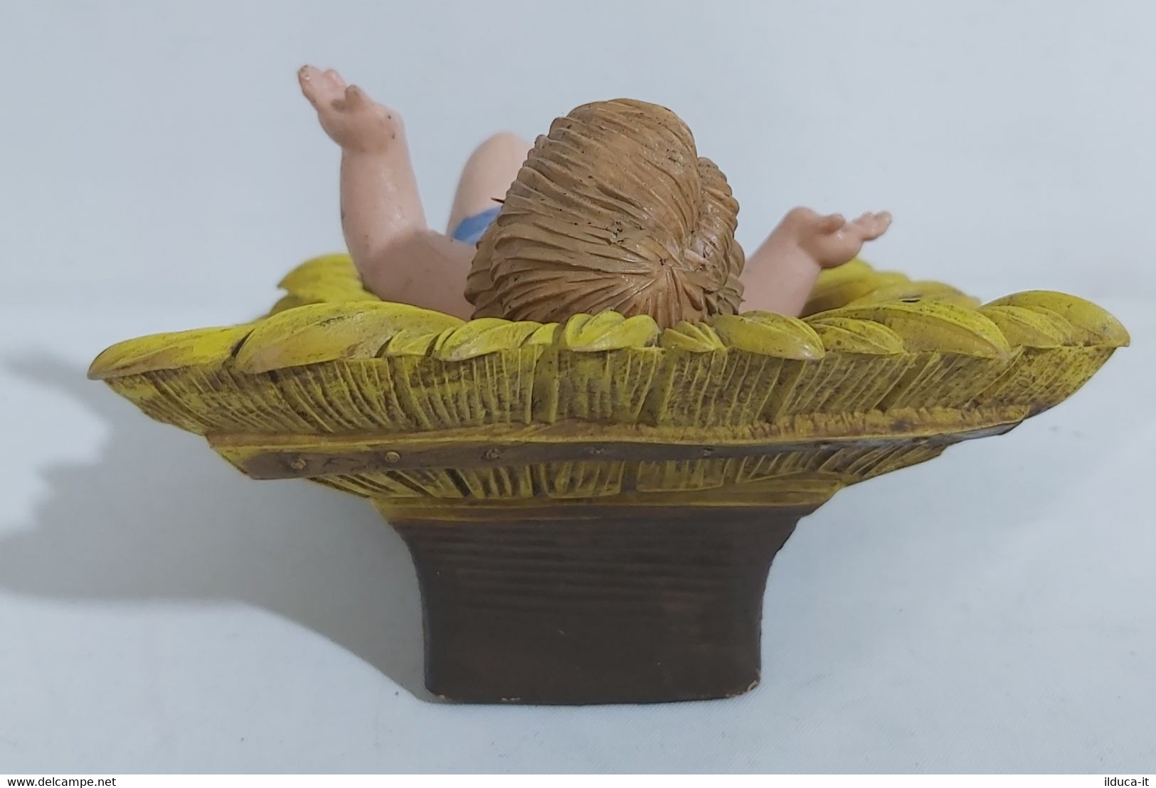 44360 Pastorello Presepe - Statuina In Plastica - Gesù Bambino Con Culla - Crèches De Noël