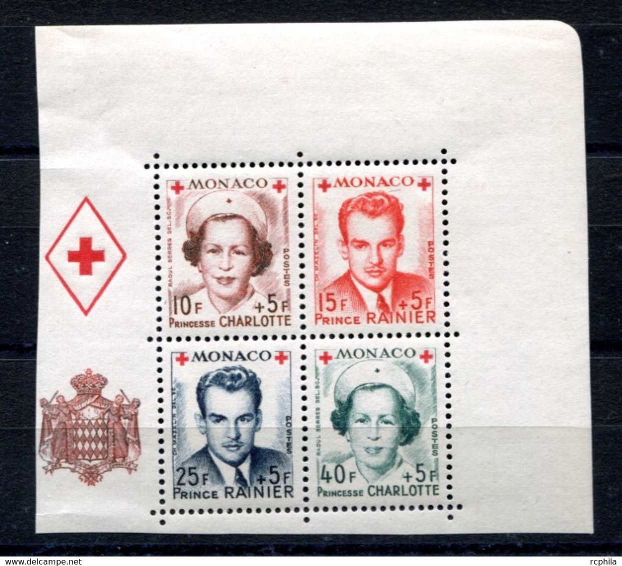 RC 21421 MONACO COTE 80€ N° 334A / 337A CROIX ROUGE SERIE ISSUE DU BLOC FEUILLET NEUF ** MNH TB - Ungebraucht