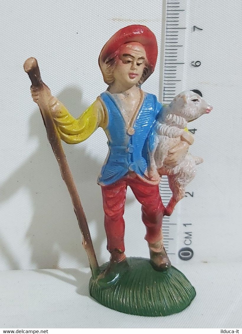 33945 Pastorello Presepe - Statuina In Plastica - Pastore Con Agnello - Crèches De Noël