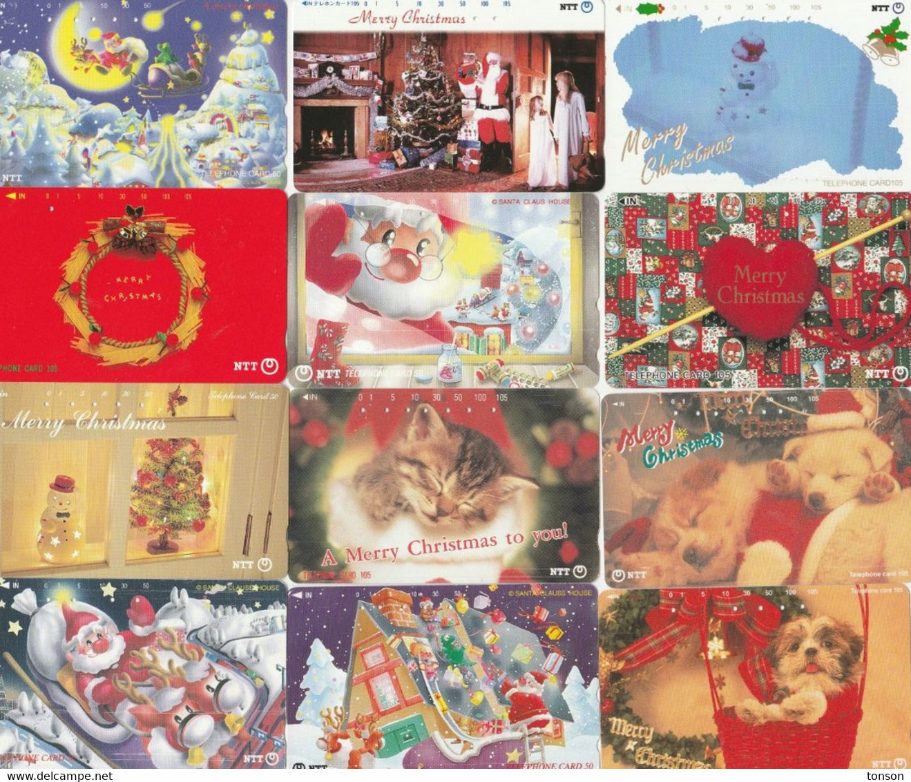 Japan, 12 Different Cards With Christmas, 2 Scans. - Kerstmis